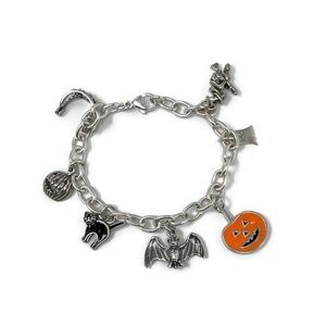 🦇🎃VINTAGE🎃🦇Sterling Silver Halloween Charm Bracelet